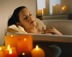 woman relaxing in bath
