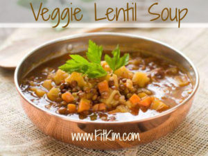 17899905 - brown lentil soup in bowl with vegetable, selective focus